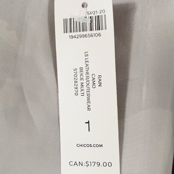 Chico's NWT  Rain/Weather Jacket, Beige/Gray/Multi Camo, Size 1 U.S. 8/10 - Picture 4 of 16